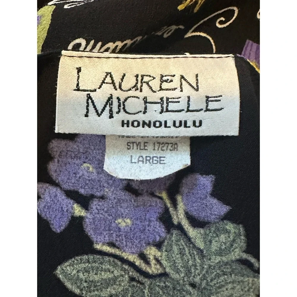 Lauren Michelle Hawaii Dress Floral Rayon Print Spring Garden Botanical sz.L - Picture 13 of 13